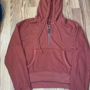 Rusty orange quarter-zip hoodie!